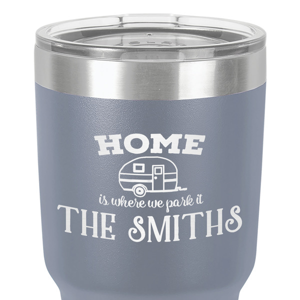 Camper 30 oz Stainless Steel Ringneck Tumbler - Grey - Close Up