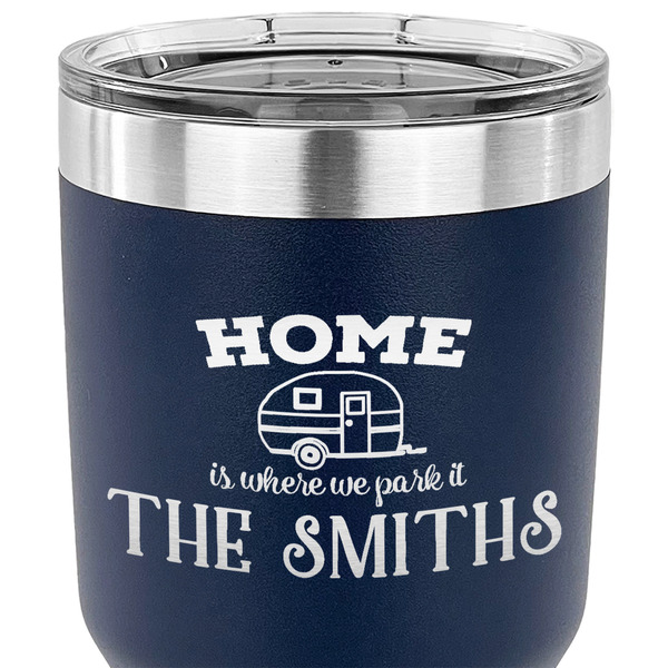 Camper 30 oz Stainless Steel Ringneck Tumbler - Navy - CLOSE UP