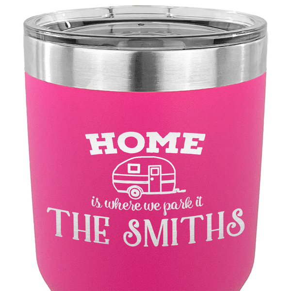 Camper 30 oz Stainless Steel Ringneck Tumbler - Pink - CLOSE UP
