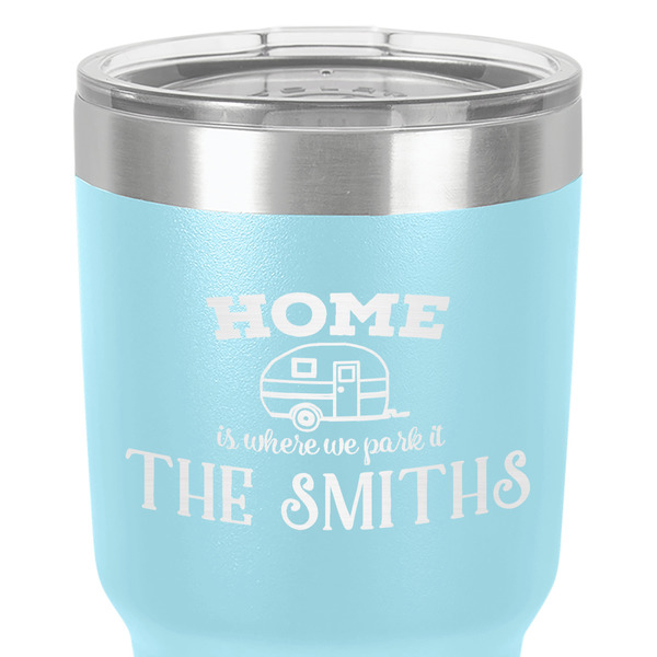 Camper 30 oz Stainless Steel Ringneck Tumbler - Teal - Close Up