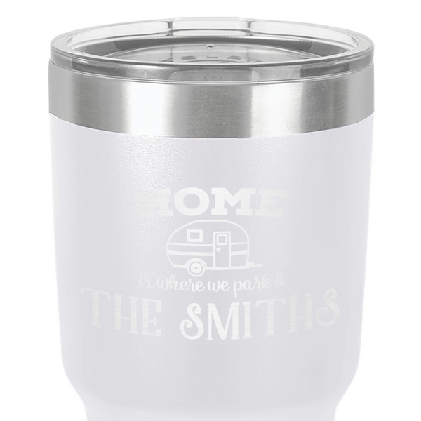 Camper 30 oz Stainless Steel Ringneck Tumbler - White - Close Up