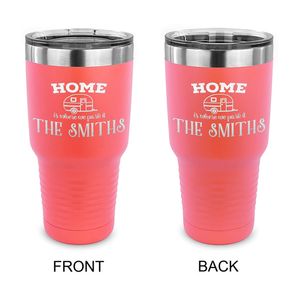 Custom Camper 30 oz Stainless Steel Tumbler - Coral - Double Sided (Personalized)