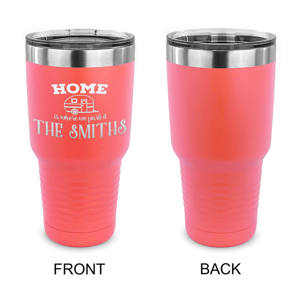 Camper 30 oz Stainless Steel Ringneck Tumblers - Coral - Single Sided - APPROVAL