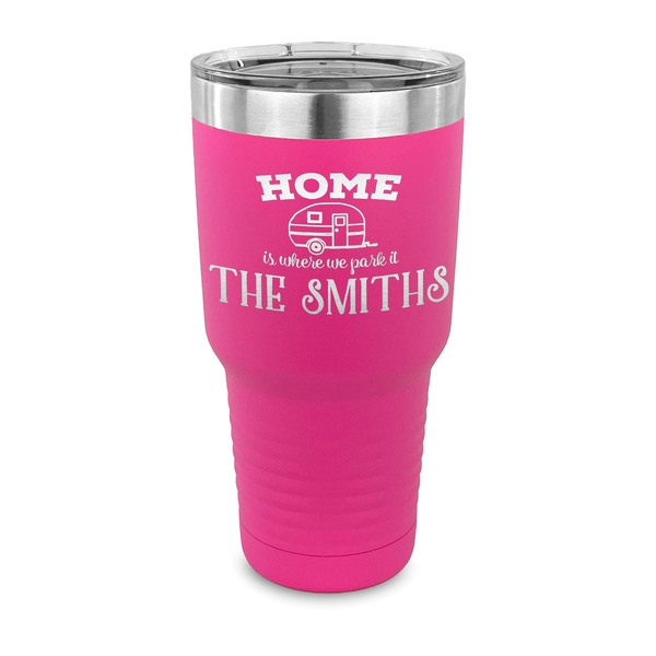Custom Camper 30 oz Stainless Steel Tumbler - Pink - Single Sided (Personalized)