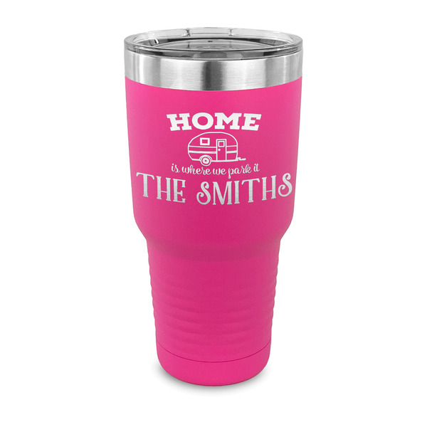 Camper 30 oz Stainless Steel Ringneck Tumblers - Pink - FRONT