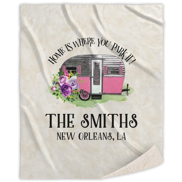Custom Camper Sherpa Throw Blanket (Personalized)
