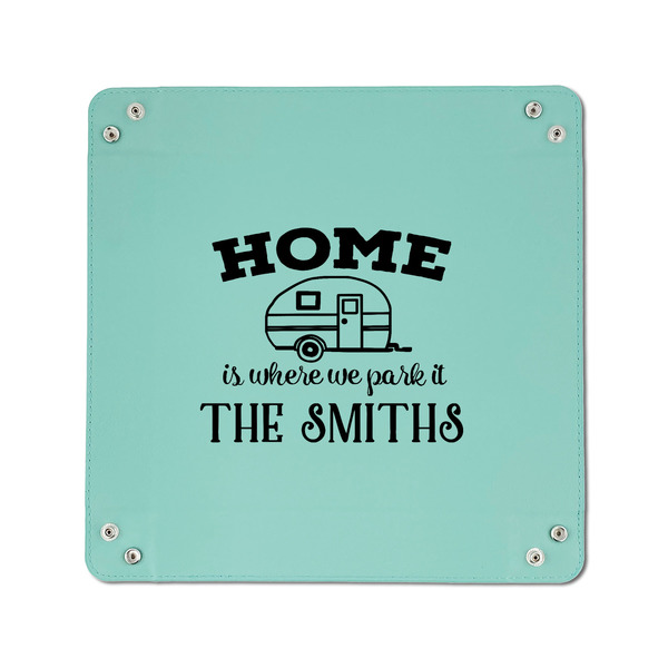 Camper 6" x 6" Teal Leatherette Snap Up Tray - APPROVAL