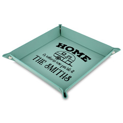 Camper 9" x 9" Teal Faux Leather Valet Tray (Personalized)