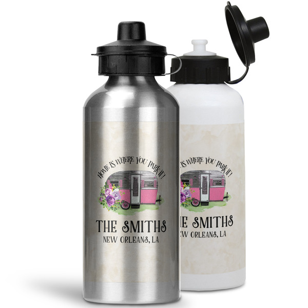 Camper Aluminum Water Bottles - MAIN (white &silver)