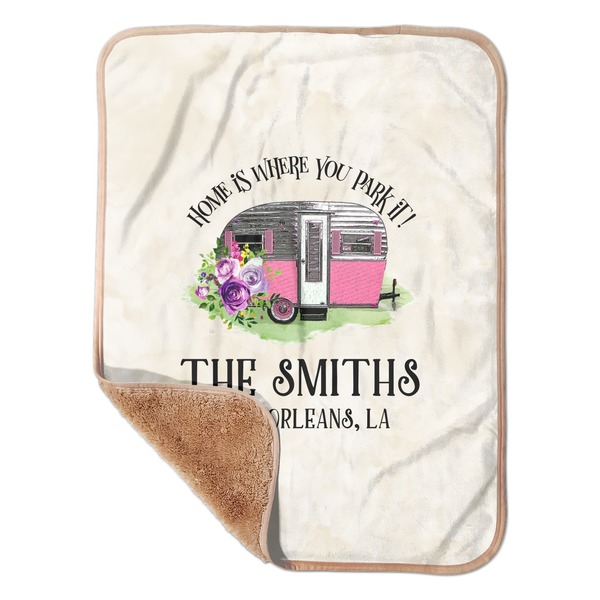 Custom Camper Sherpa Baby Blanket - 30" x 40" w/ Name or Text