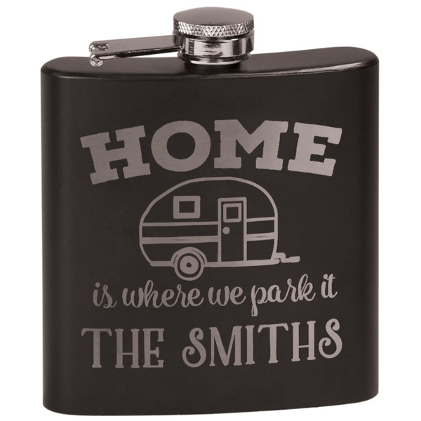 Custom Camper Black Flask Set (Personalized)