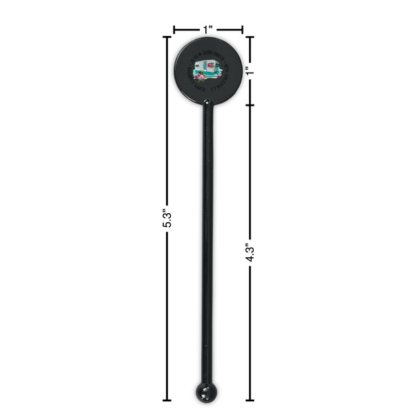 Camper Black Plastic 5.5" Stir Stick - Round - Dimensions