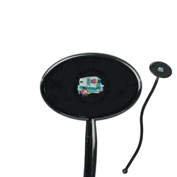 Camper 7" Oval Plastic Stir Sticks - Black - Single Sided (Personalized)