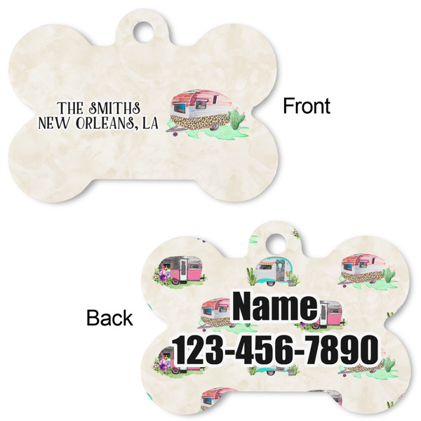 Camper Bone Shaped Dog Tag - Front & Back