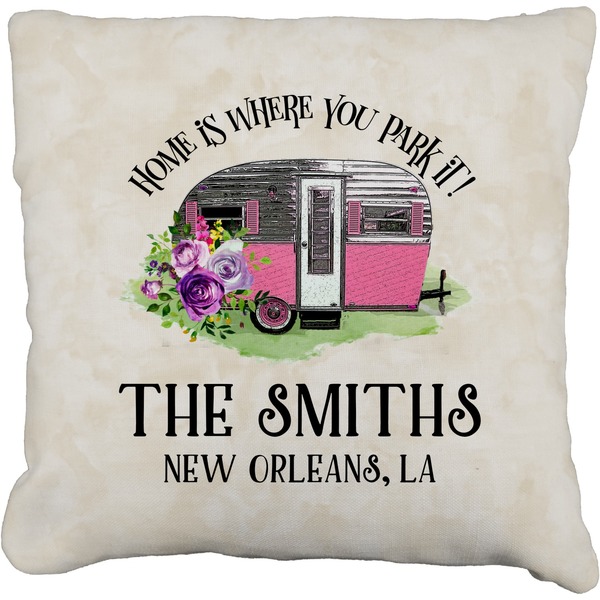Custom Camper Faux-Linen Throw Pillow 20" (Personalized)