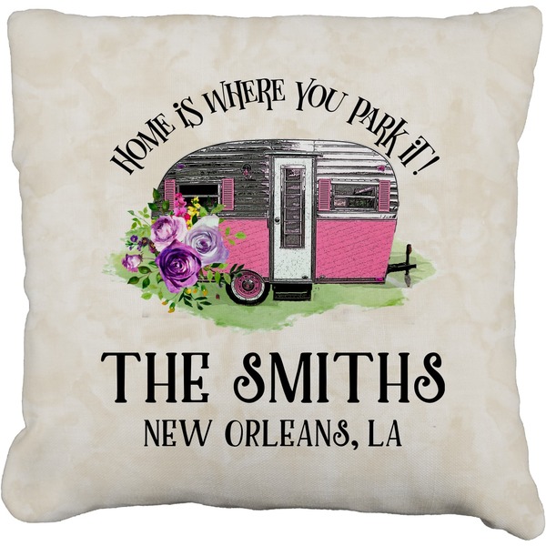 Custom Camper Faux-Linen Throw Pillow 26" (Personalized)