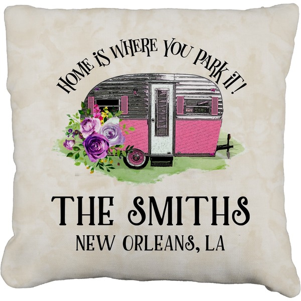 Custom Camper Faux-Linen Throw Pillow (Personalized)