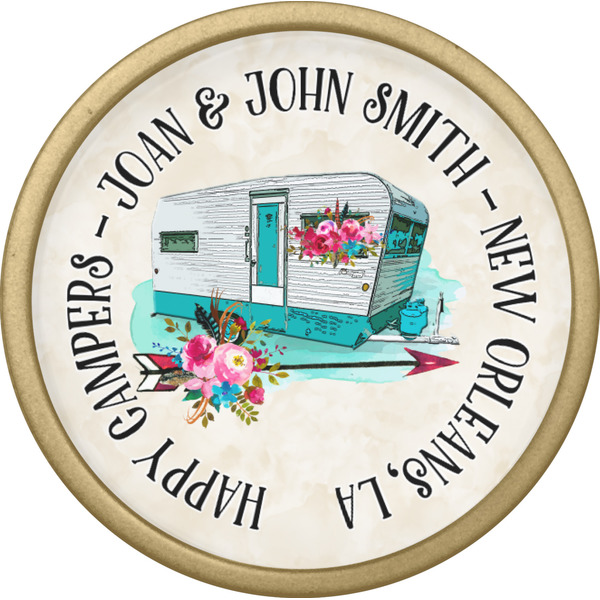 Camper Cabinet Knob - Gold - Front