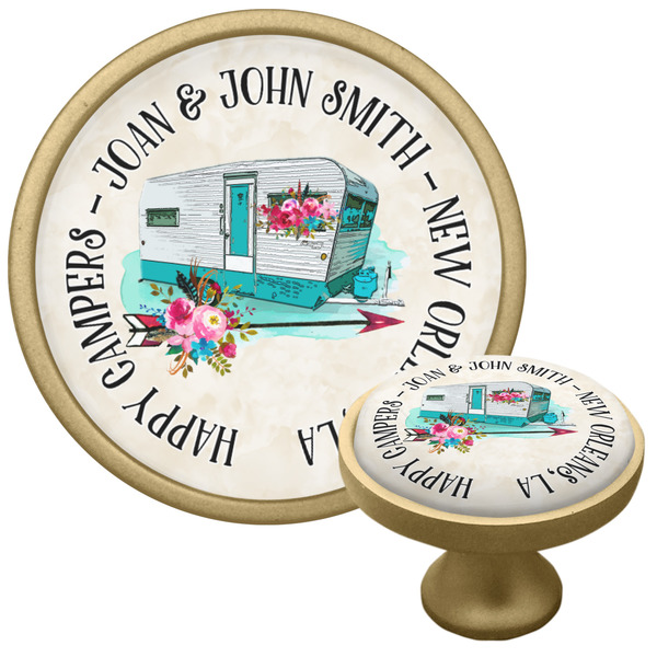 Custom Camper Cabinet Knob - Gold (Personalized)