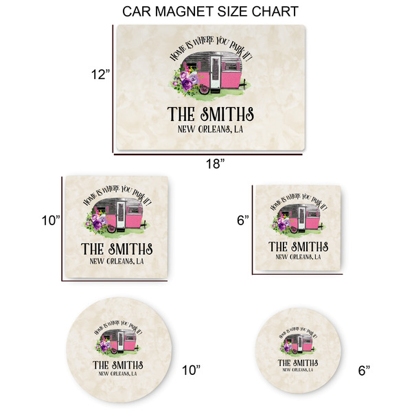 Camper Car Magnets - SIZE CHART
