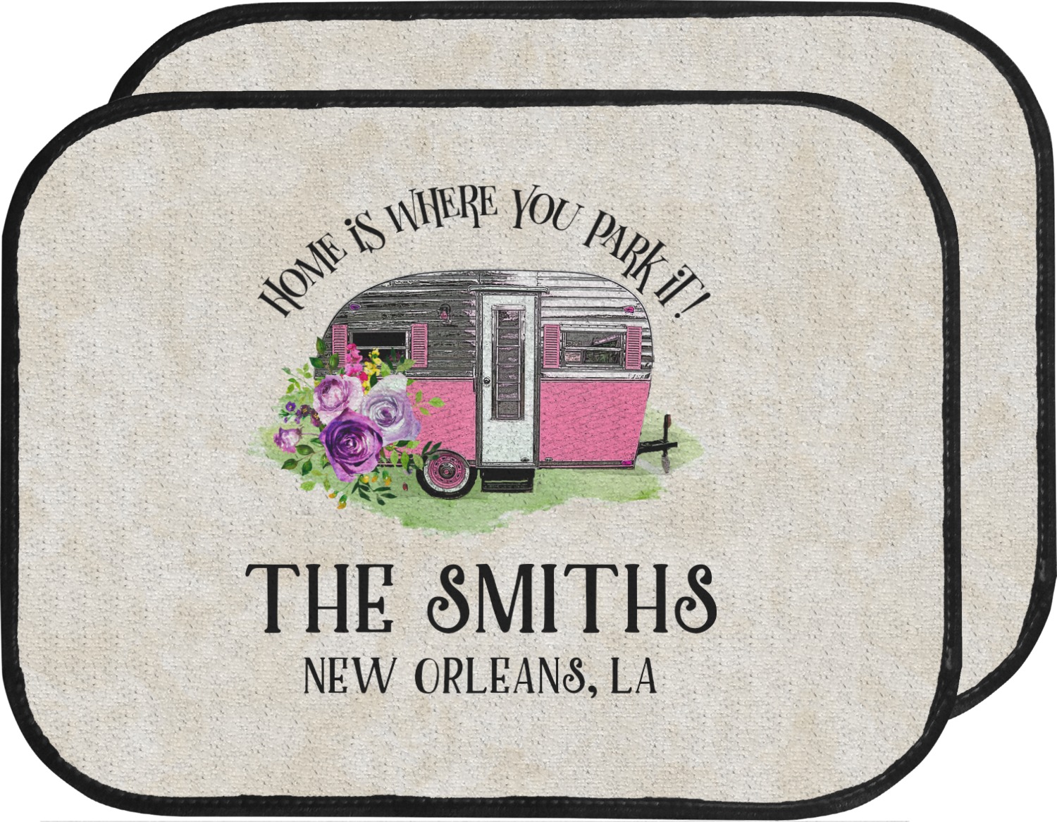 Custom Camper Car Floor Mats Set 2 Front & 2 Back (Personalized