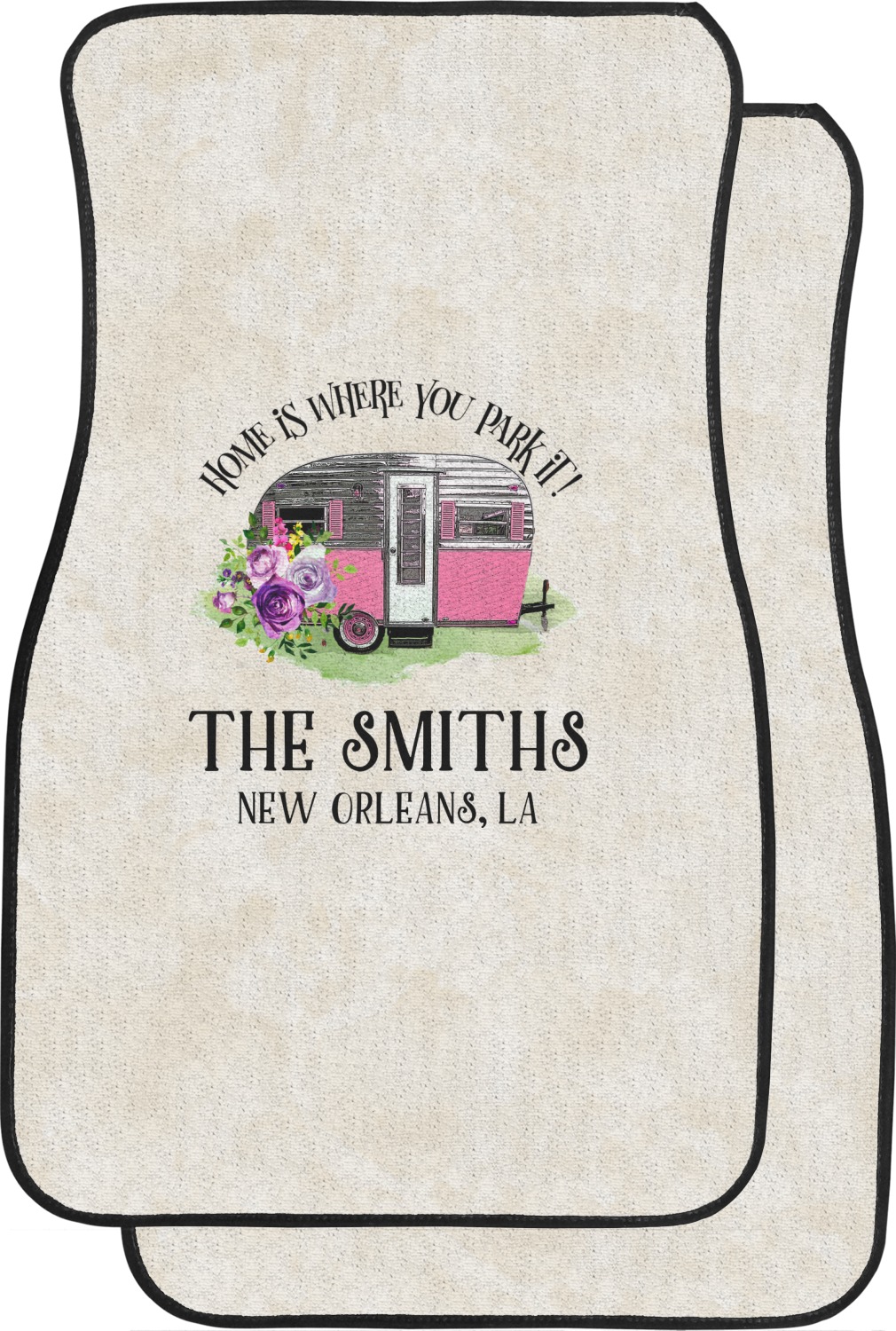 Custom Camper Car Floor Mats Set 2 Front & 2 Back (Personalized