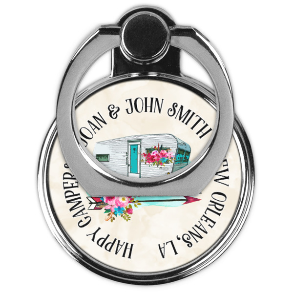 Camper Cell Phone Ring Stand & Holder - Front (Collapsed)