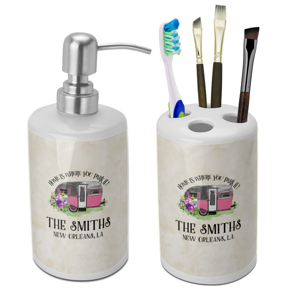 Custom Camper Ceramic Bathroom Accessories Set (Personalized)