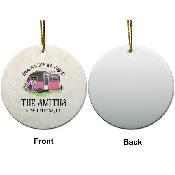 Camper Ceramic Flat Ornament - Circle Front & Back (APPROVAL)