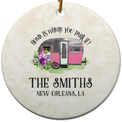 Camper Round Ceramic Ornament w/ Name or Text