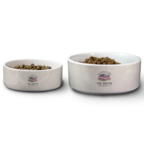 Camper Ceramic Dog Bowls - Size Comparison