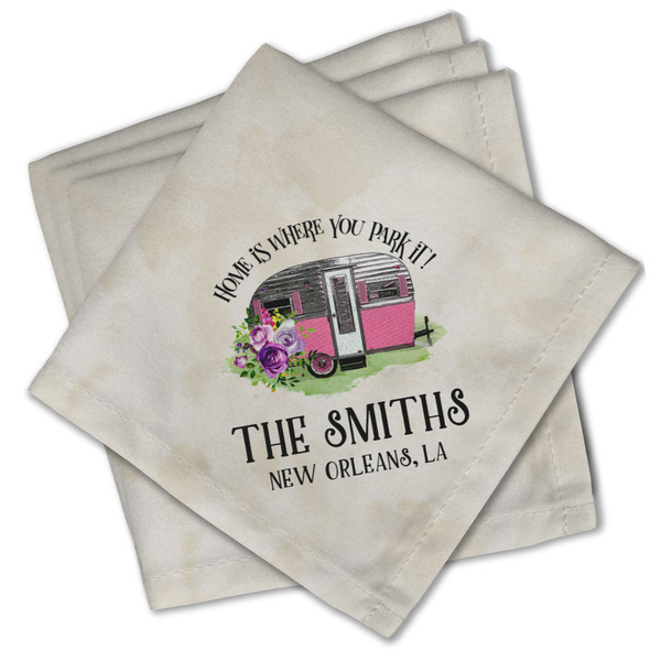 Custom Camper Cloth Cocktail Napkins - Set of 4 w/ Name or Text