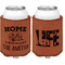 Camper Cognac Leatherette Can Sleeve - Double Sided Front and Back