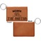 Camper Cognac Leatherette Keychain ID Holders - Front Apvl