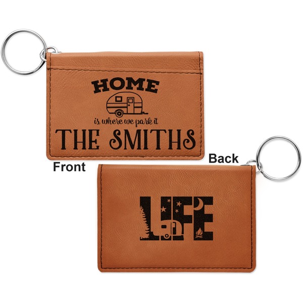Camper Cognac Leatherette Keychain ID Holders - Front and Back Apvl