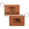 Camper Cognac Leatherette Keychain ID Holders - Front and Back Apvl
