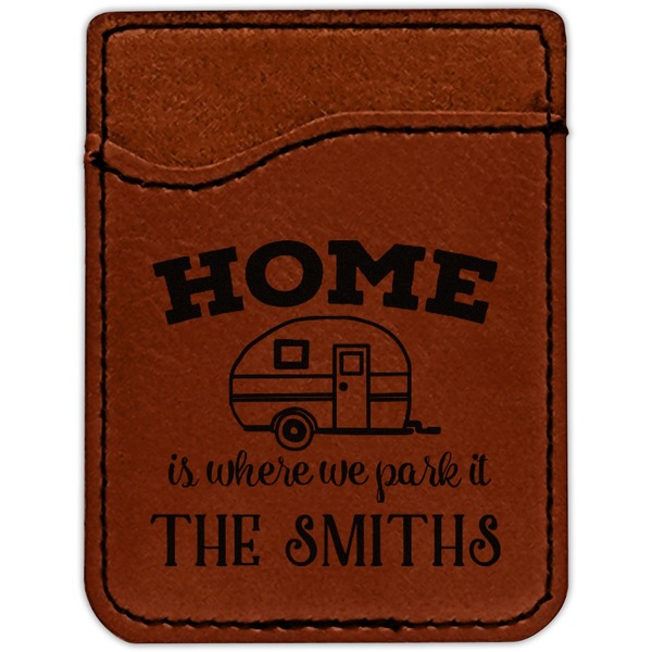 Camper Cognac Leatherette Phone Wallet close up