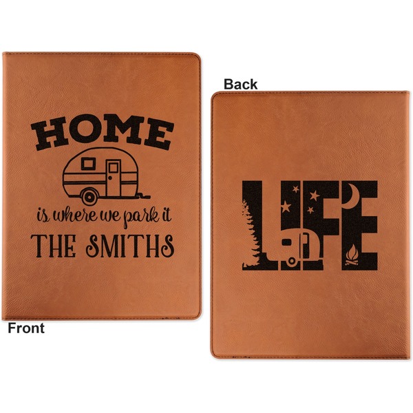 Camper Cognac Leatherette Portfolios with Notepad - Large - Double Sided - Apvl