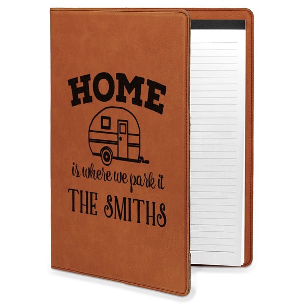 Custom Camper Leatherette Portfolio with Notepad - Large - Double Sided (Personalized)