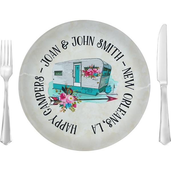 Custom Camper 10" Glass Lunch / Dinner Plates - Single or Set (Personalized)