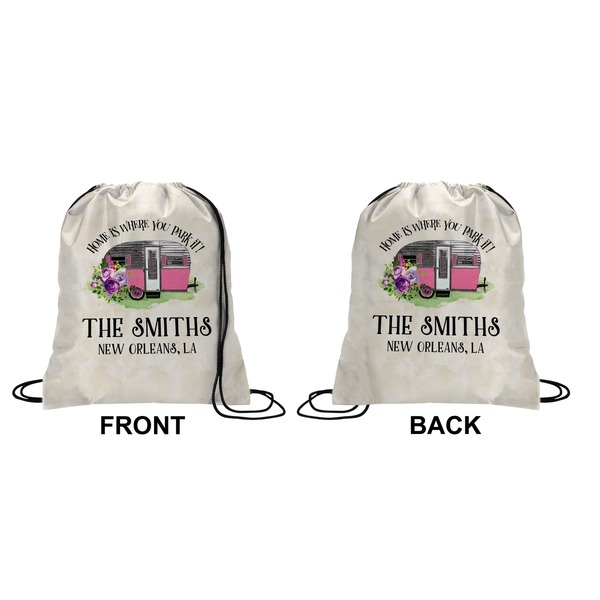 Camper Drawstring Backpack Front & Back Medium