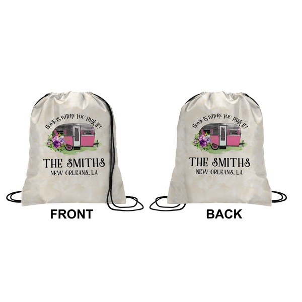 Camper Drawstring Backpack Front & Back Small