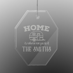 Camper Engraved Glass Ornament - Octagon (Personalized)