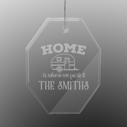Camper Engraved Glass Ornament - Octagon (Personalized)
