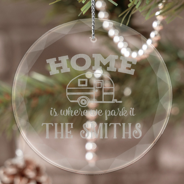 Custom Camper Engraved Glass Ornament (Personalized)