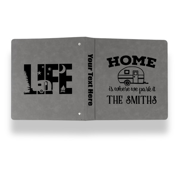 Camper Leather Binder - 1" - Grey - Back Spine Front View