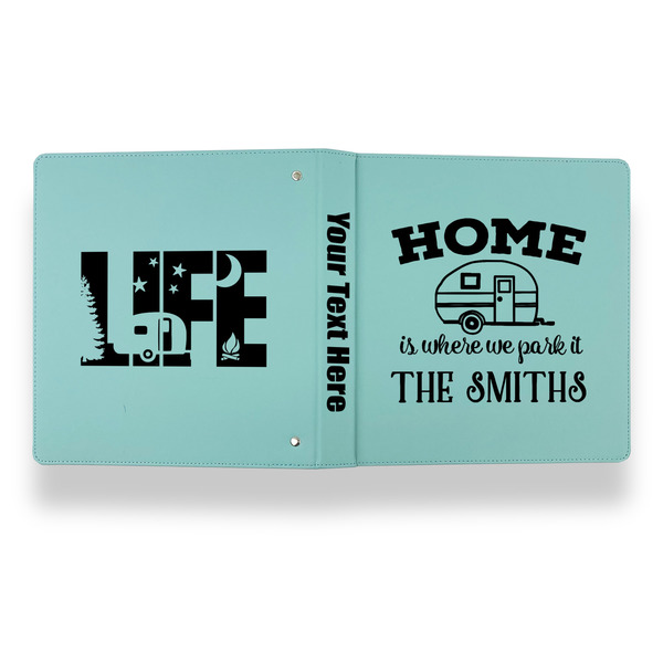 Camper Leather Binder - 1" - Teal - Back Spine Front View