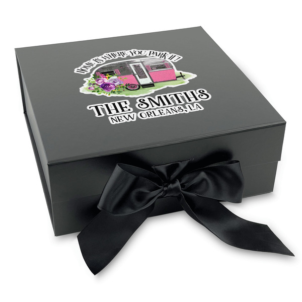 Custom Camper Gift Box with Magnetic Lid - Black (Personalized)
