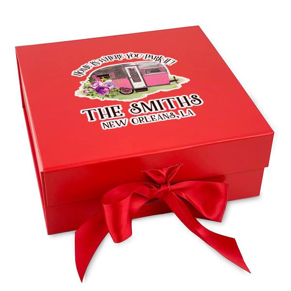 Custom Camper Gift Box with Magnetic Lid - Red (Personalized)