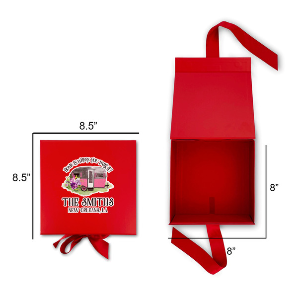 Camper Gift Boxes with Magnetic Lid - Red - Open & Closed